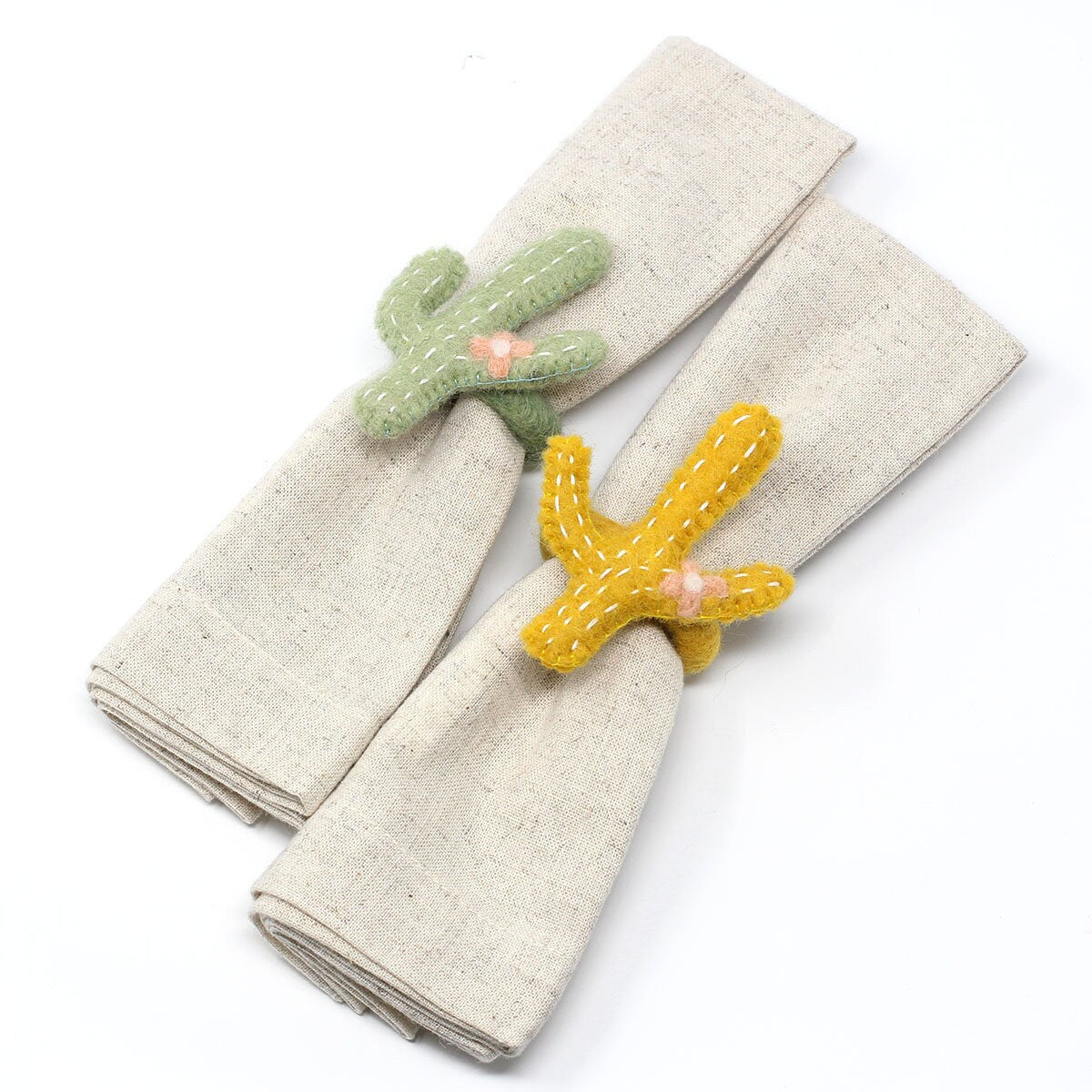 Hand-felted Cactus Napkin Rings -Set of Four Colors - Global Groove