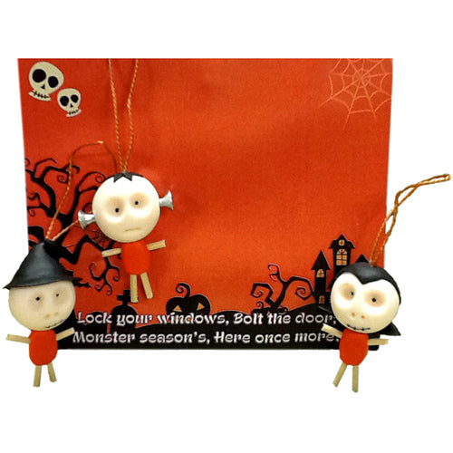 Mini Halloween Ornaments-Zombie Triplets- Handmade-Fair Trade