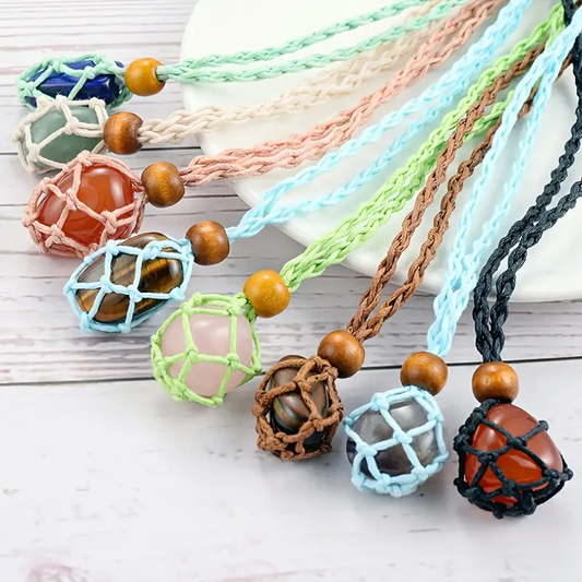 Net Necklaces for Tumbled Gemstones or Crystals-Approx. 15" L