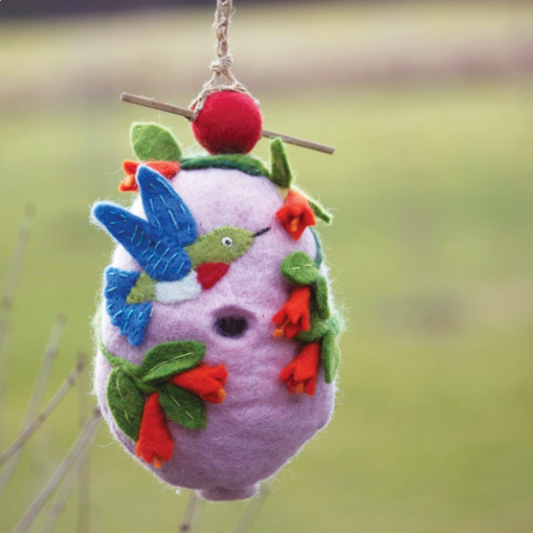 Felt Birdhouse - Hummingbird -Pink/ Green- Wild Woolies