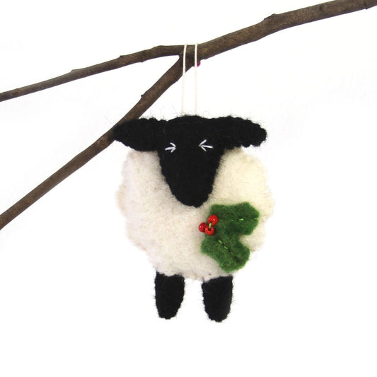 Hand Felted Christmas Ornament- Sheep - Global Groove- Nepal