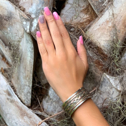 Copper and Brass Cuff Bracelet: Healing Ribbon - DZI