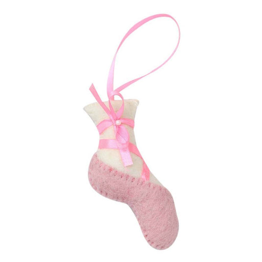 Pink Ballet Slipper Felt Ornament - Global Groove