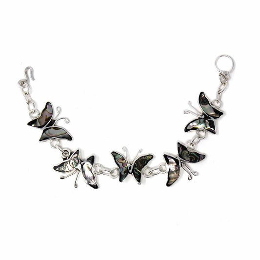 Hand-crafted Silver and Abalone Shell Butterflies Bracelet