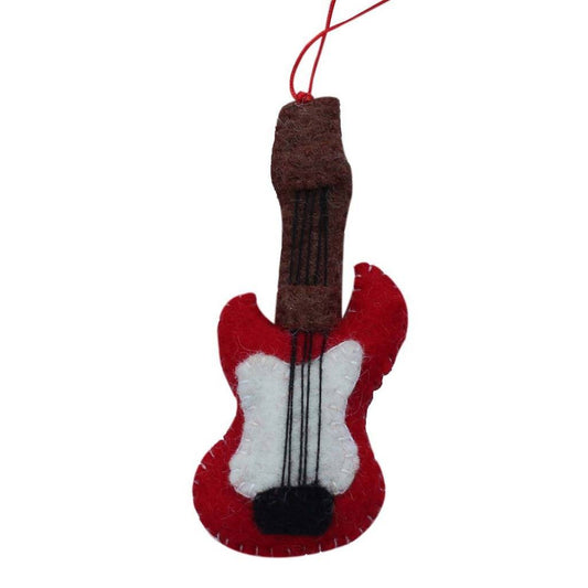 Hand-Felted Holiday Ornament-Guitar - Fair Trade Nepal