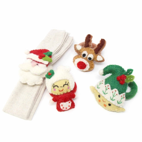 Hand Felted Christmas Napkin Rings-Set of Four - Global Groove