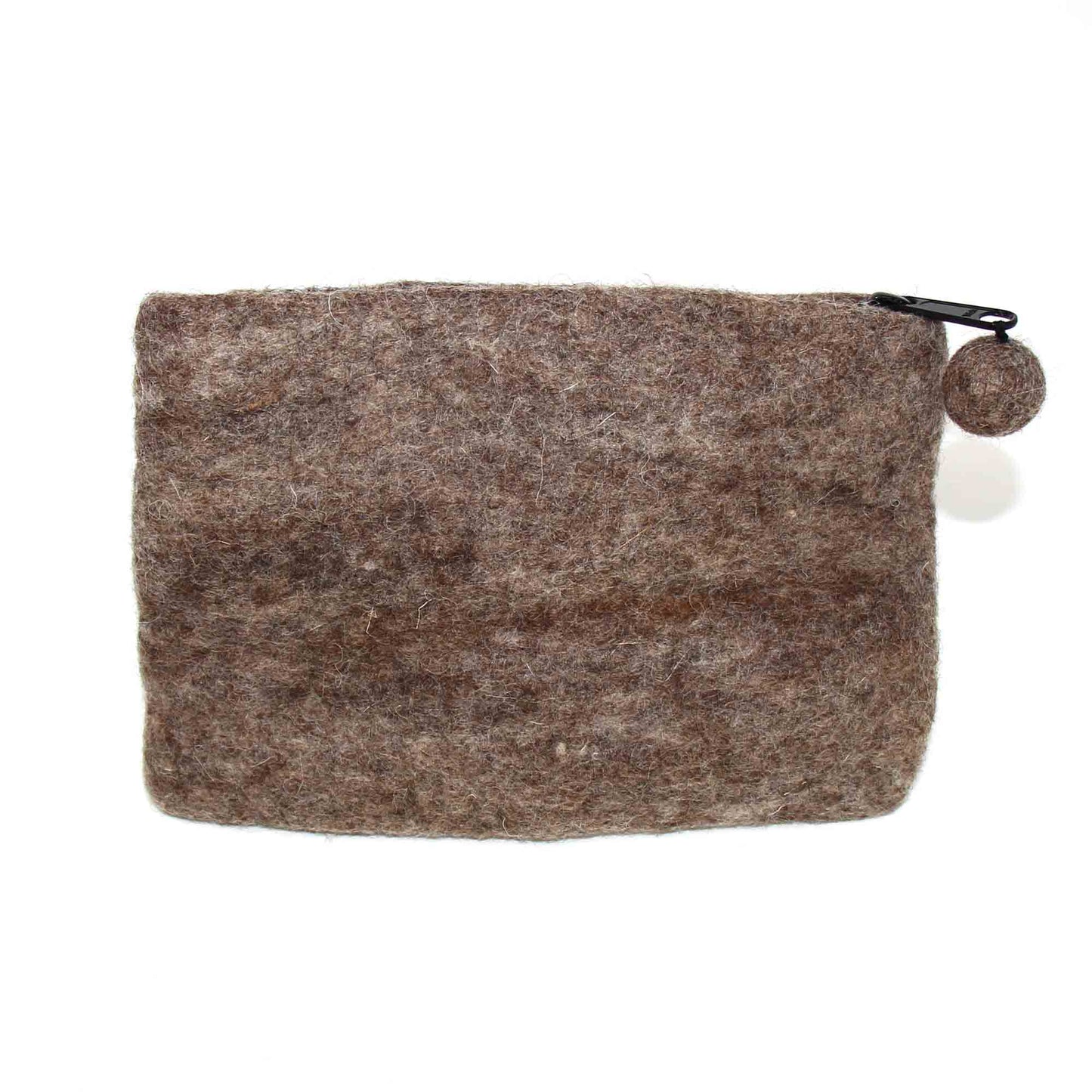 Hand Crafted Felt Bag-Zippered Pouch- Llama-Brown