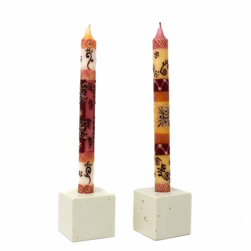 Tall Hand Painted Candles - Pair of Dinner Taper Candles- Halisi Design - Nobunto