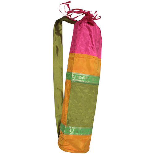 Handmade Drawstring Tafetta Yoga Bag- Pink or Purple- Fair Trade-India