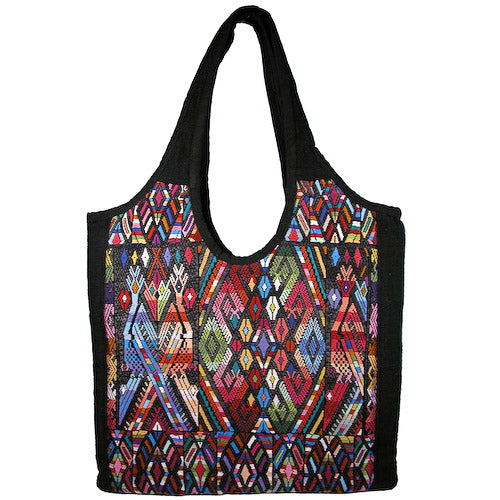 <center>Small Huipil Handbag w/ Magnetic Clasp  - Geometric Pattern <br>Measures: 14" high x 13" wide</center>