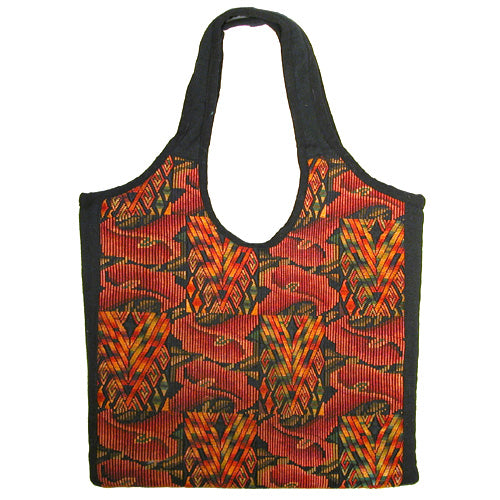 <center>Huipil Handbag w/ Magnetic Clasp - Overdyed w/ Black Cloth <br>Measures: 14" high x 13" wide</center>