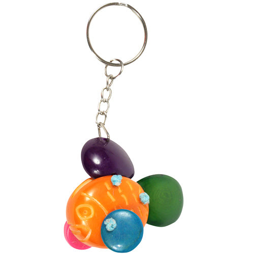 <center>Multi Color Tagua Fish Keychain</br>Handmade in Ecuador</center>