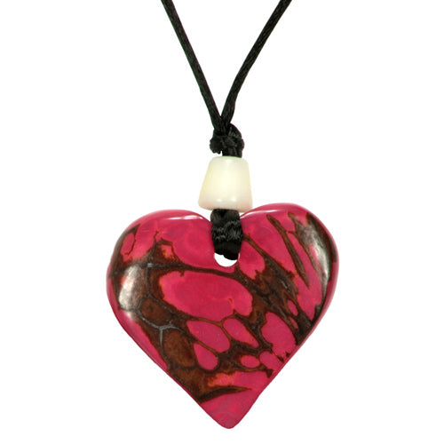 <center>Pink Tagua Heart Pendant</br>Handmade in Ecuador</center>