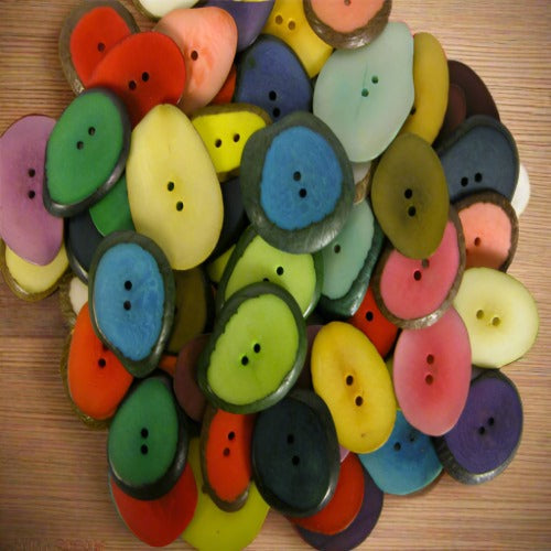 Hand-Dyed Tagua Nut Buttons-Small-1Pc - Vegetable Ivory