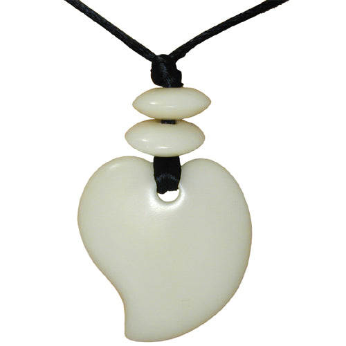 <center>Tagua Raindrop Pendant - Carved by Artisans of Ecuador </br> Measures: 1-1/2" x 1-1/2" and 18-1/2" long </center>