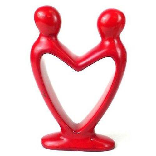 Handcrafted Soapstone Lover's Heart Sculpture in Red - 8-Inch- Smolart