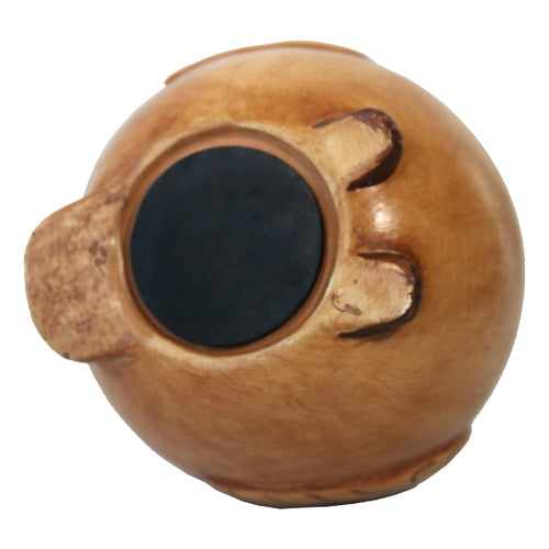 <center>Brown Owl Bank, crafted by Artisans in Peru </br> Rubber Seal in the Bottom for Removing Coins</center> 