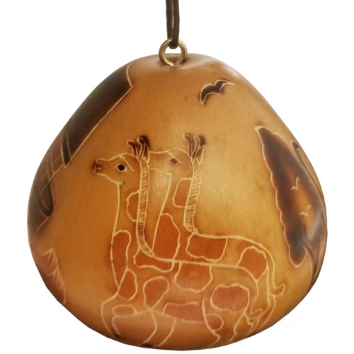 <center>Noah's Ark Gourd Ornament - Side w/ Giraffes crafted by Artisans in Peru </center>