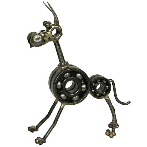 <center>Great Dane Junkyard Critter Crafted by Artisans in India</br> Measures: 5-1/4" high x 1-3/4" wide x 4-3/4" deep </center>