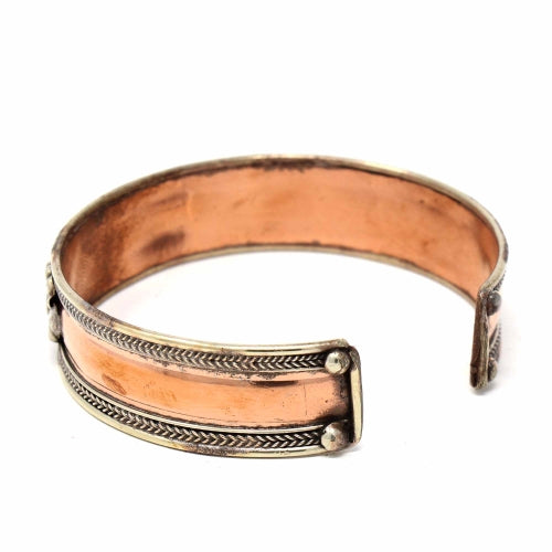 Copper and Brass Cuff Bracelet: Healing Shiva - DZI -Nepal