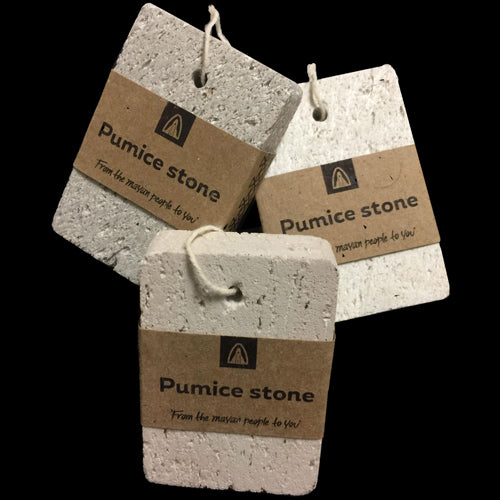 Pumice Stones crafted by Artisans in Guatemala </br> Each measuring 3 1/4 " high x 2 1/4 " Highx 3/4" Deep </center>