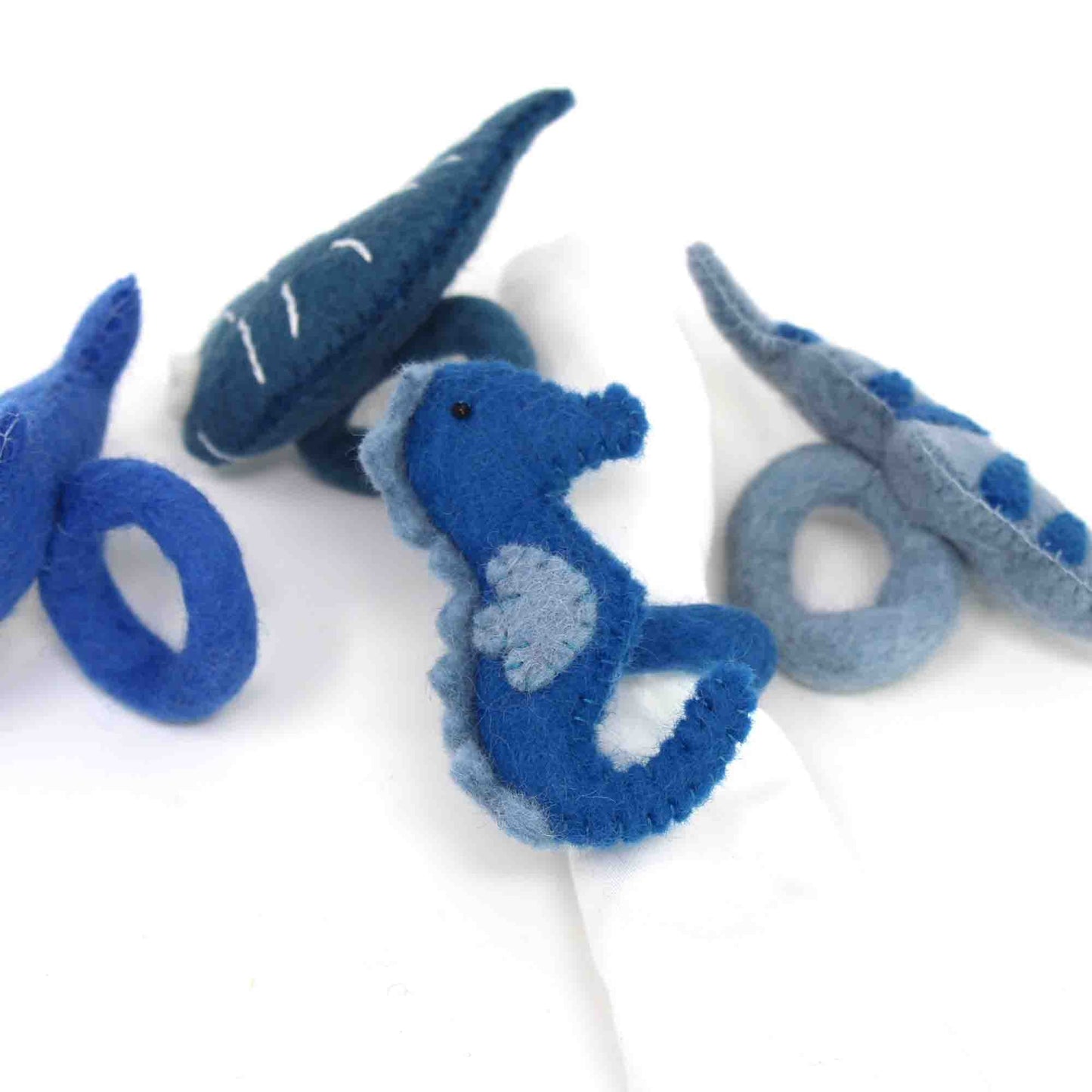 Nautical Shark, Whale & Seahorse Felt Napkin Rings, Set of 4