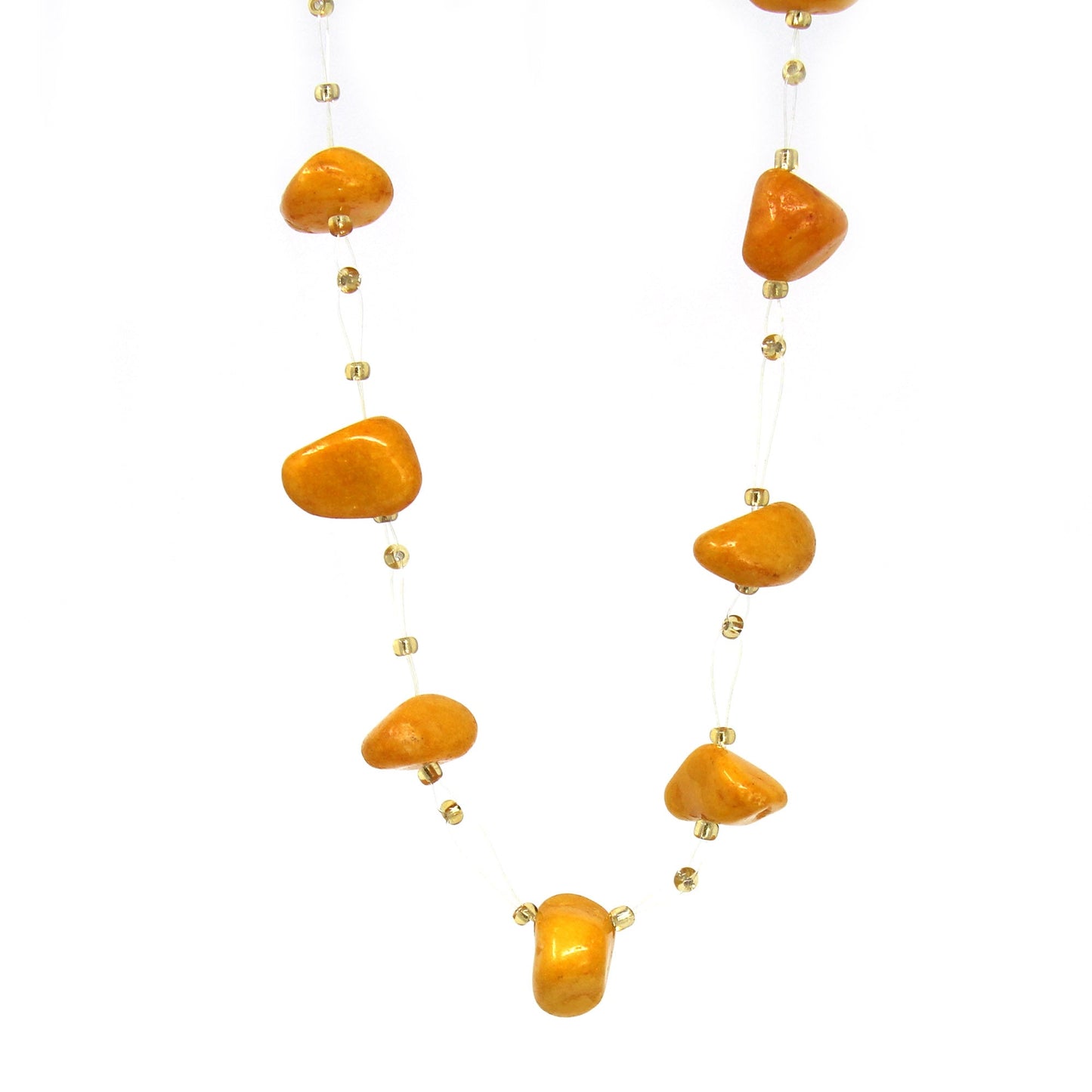 Floating Stone & Maasai Bead Necklace, Pumpkin Spice