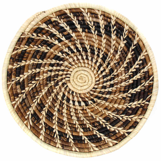 Hand-Woven Sisal Basket - Wheat Stalk Spirals In Natural Earth Tones- Kenya