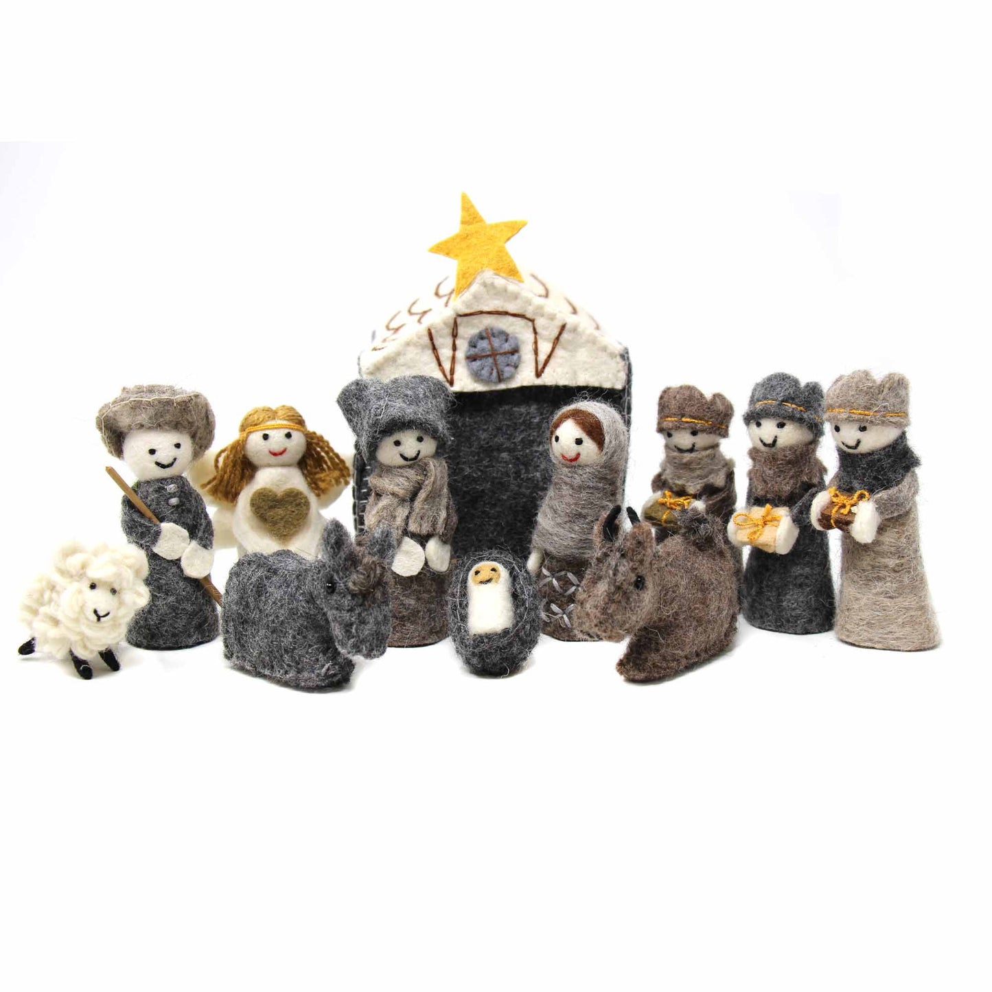 Handmade Felt Nativity Scene- 12-Piece Set- Fair Trade-Nepal