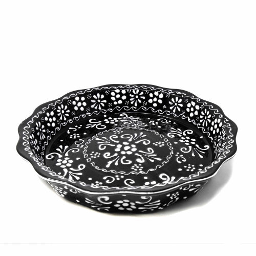 Encantada Handmade Pottery Serving Dish, Black & White