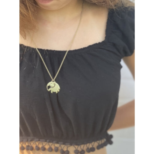 Elephant Pendant Brass Necklace