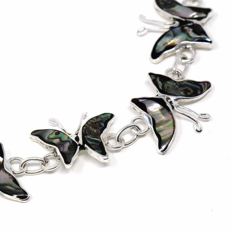 Hand-crafted Silver and Abalone Shell Butterflies Bracelet