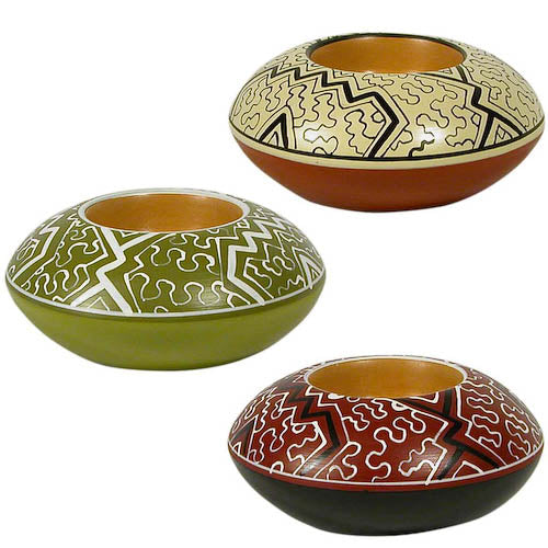 Shipibo Ceramic Tea Light Holder- Fair Trade Peru