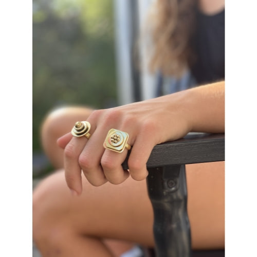 Domed Adjustable Brass Ring -Recycled Brass-Eco-Friendly-Fair Trade