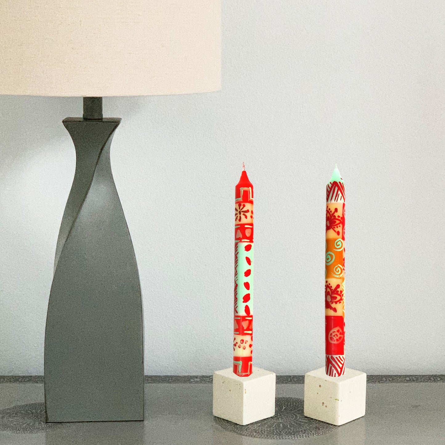 Hand Painted Candles in Owoduni Design (3 tapers) - Nobunto