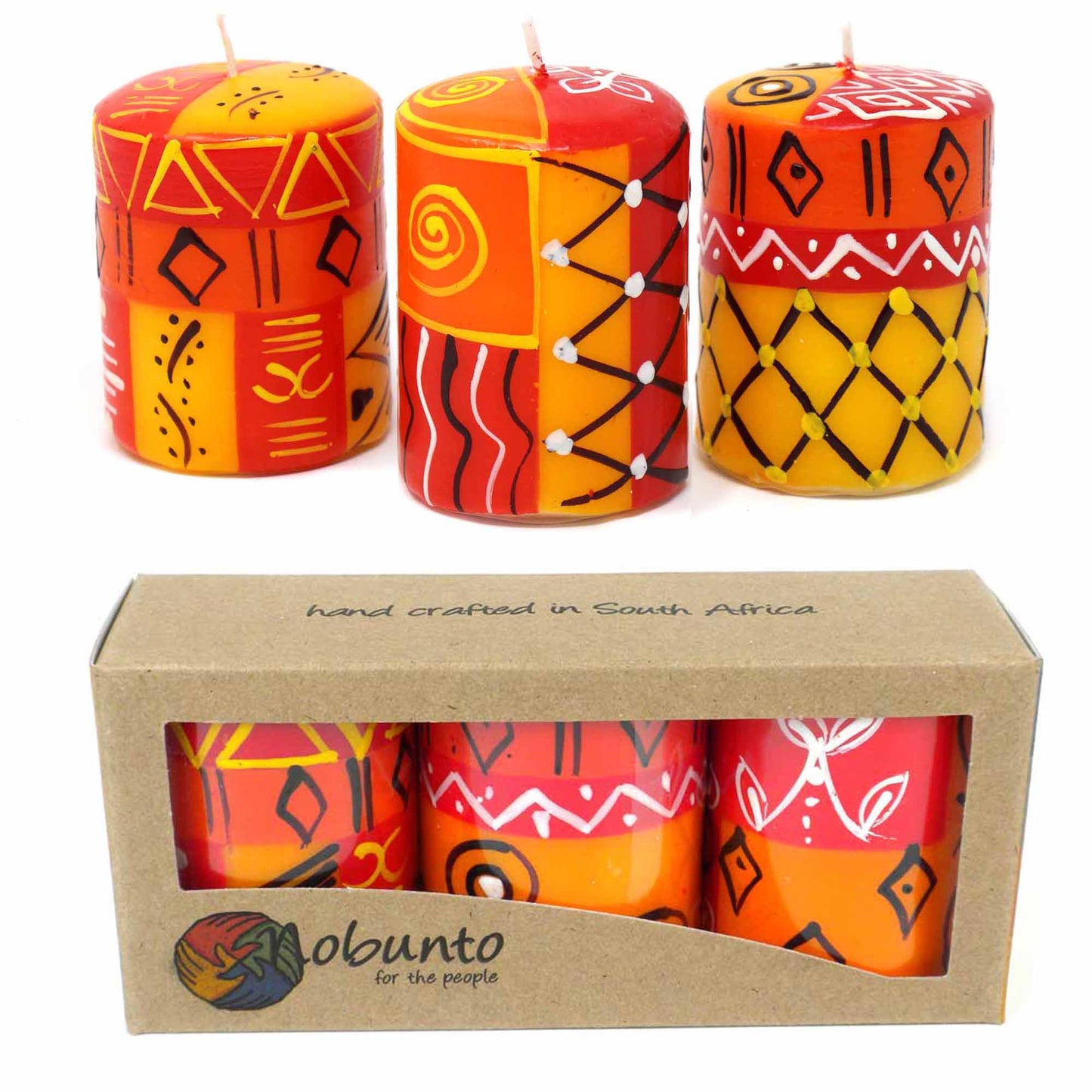 Set of Three Boxed Hand-Painted Candles - Zahabu Design - Nobunto