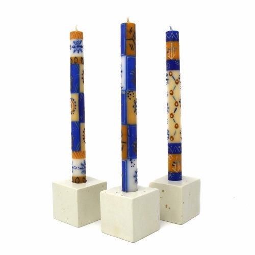 Tall Hand Painted Candles - Three in Box - Durra Design - Nobunto