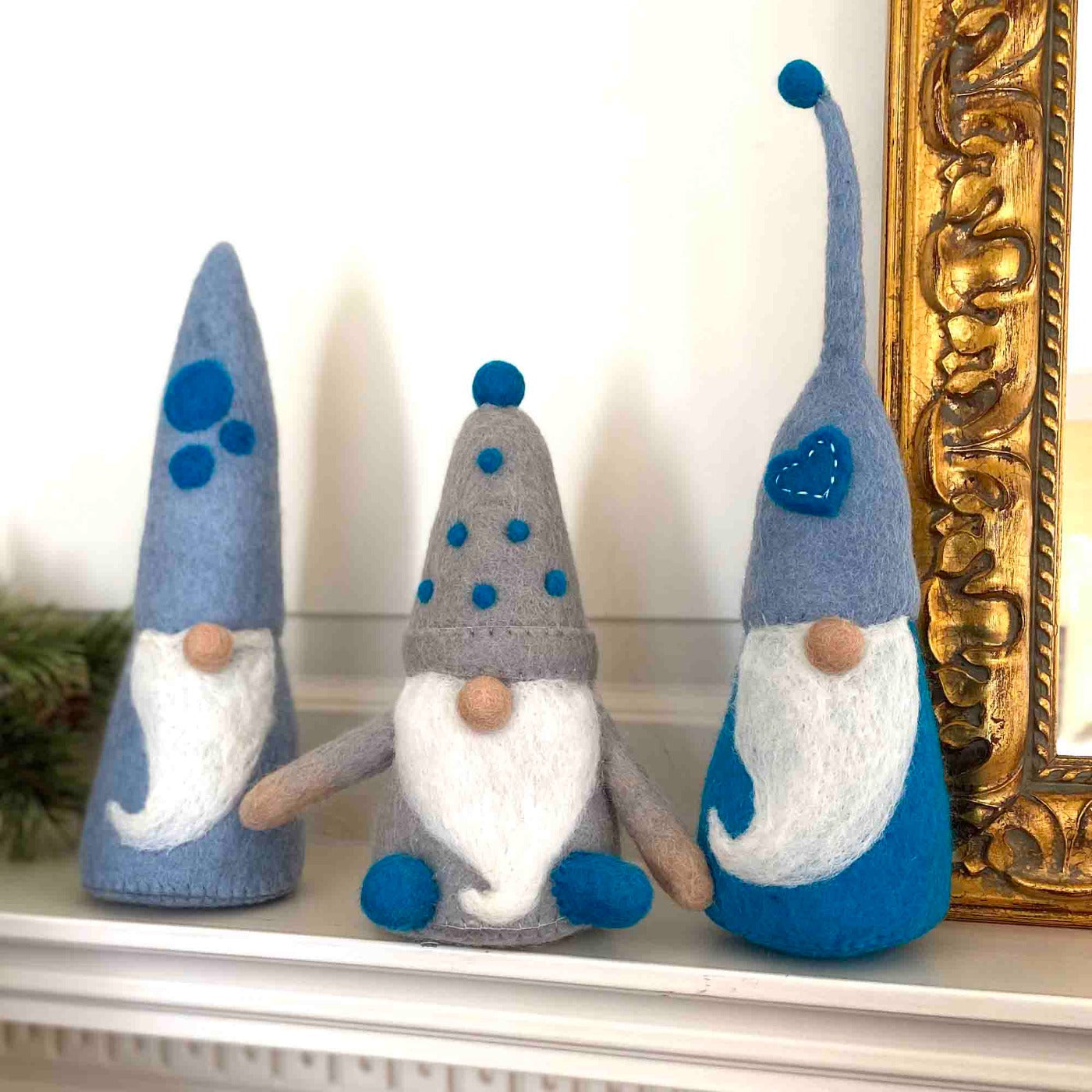 Winter Blues Felt Gnomes Trio of Shelf Sitters - Set of 3