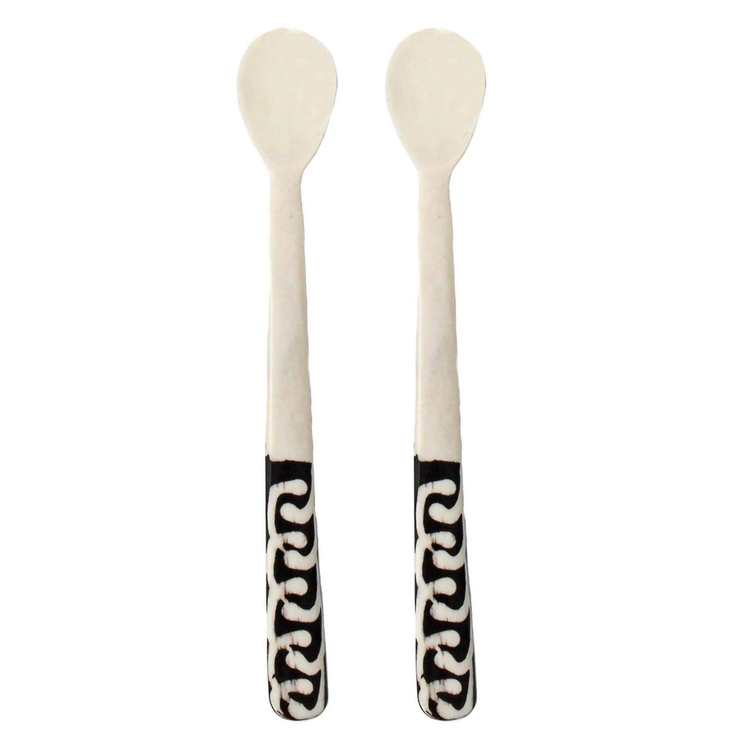 Cucharas largas para aperitivos de hueso Batik, juego de 2