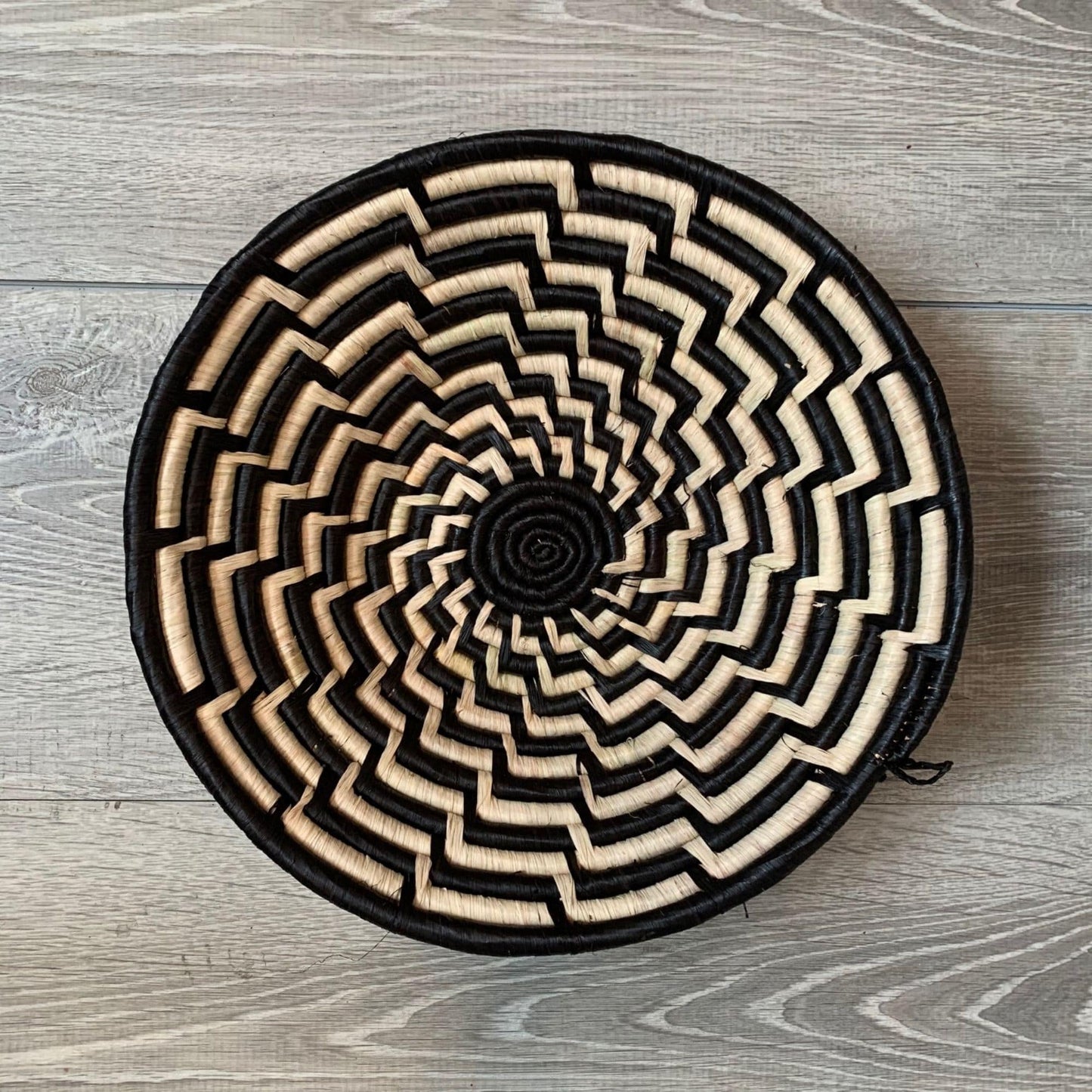 Woven Sisal Basket- Feathered Monochrome Pattern