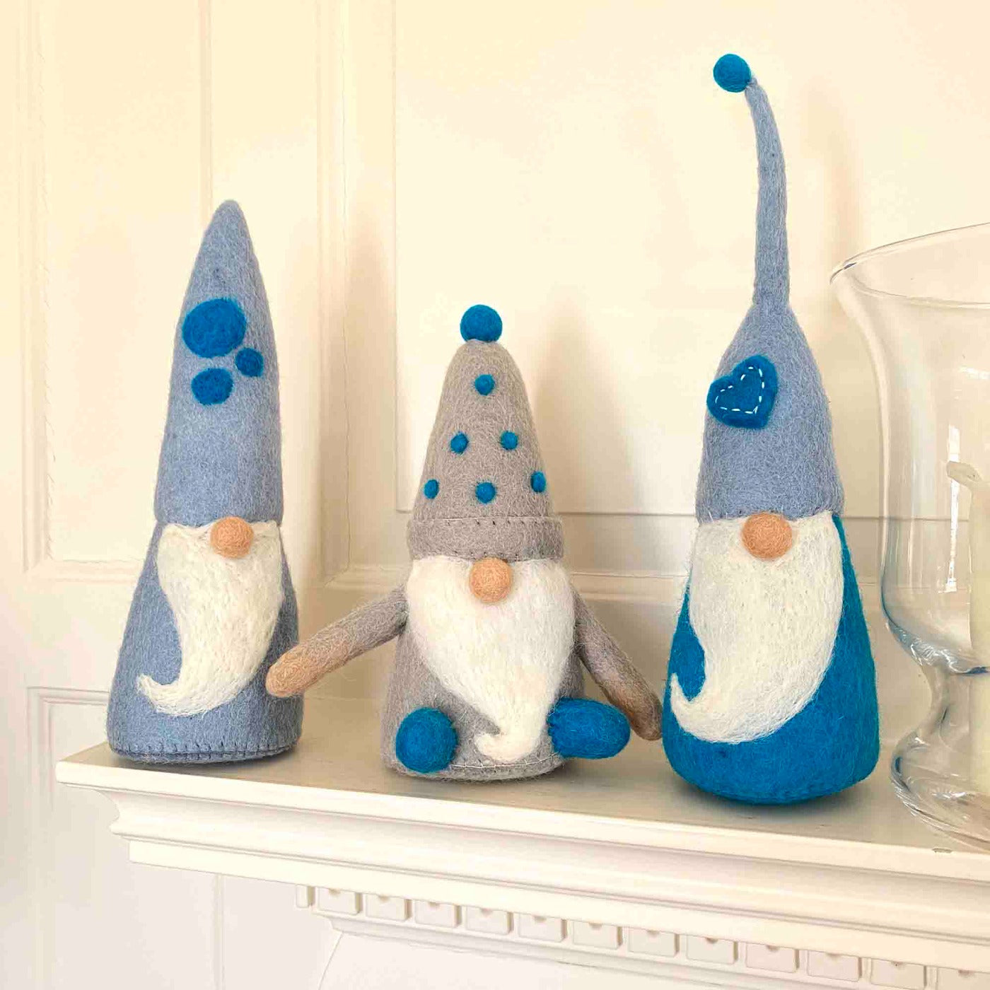 Winter Blues Felt Gnomes Trio of Shelf Sitters - Set of 3