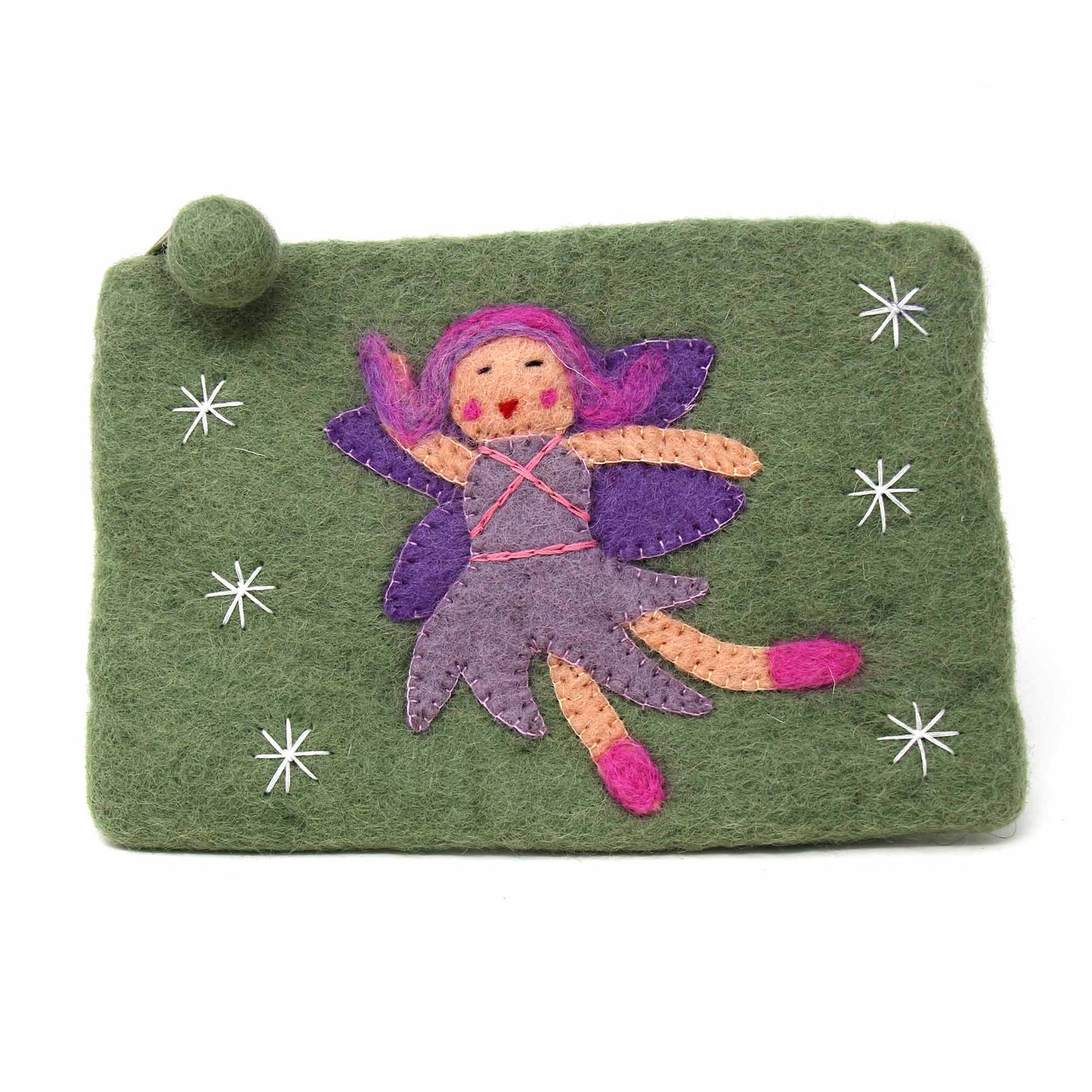 Hand Crafted Felt Starry Fairy Pouch-Green