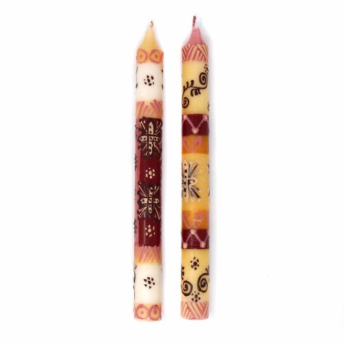 Tall Hand Painted Candles - Pair of Dinner Taper Candles- Halisi Design - Nobunto