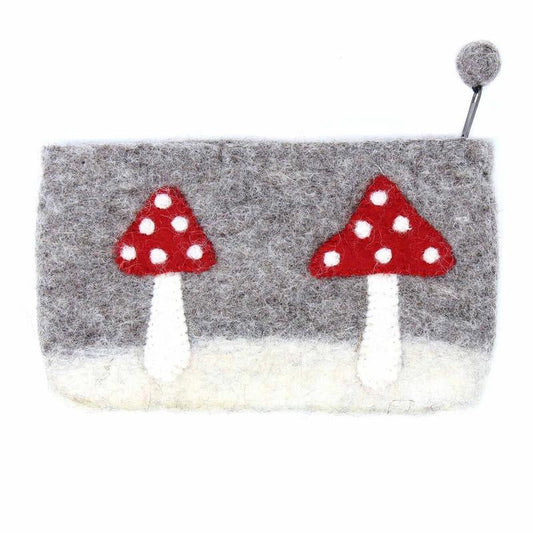 Handmade Felt Mushroom Clutch by Global Groove- Nepal