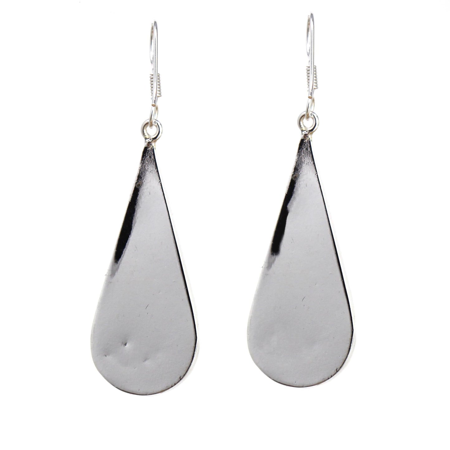 Handmade Alpaca Silver & Abalone Teardrop Earrings- Blue Tulips