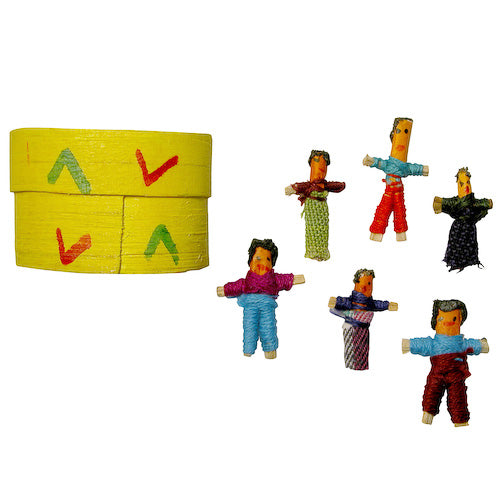 6 Small Worry Dolls in a Box - Handmade-Fair Trade