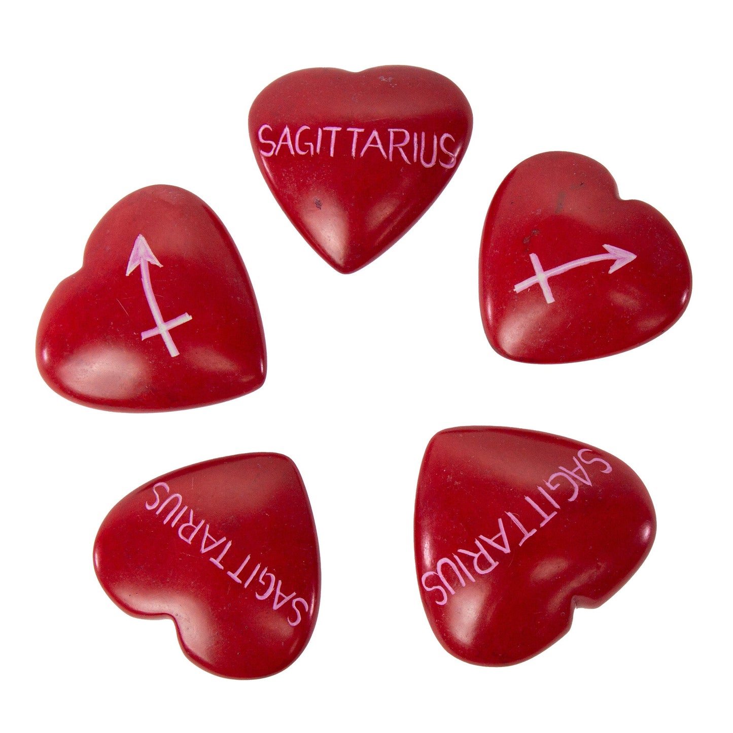 Zodiac Soapstone Hearts- Red- Pack of 5: SAGITTARIUS