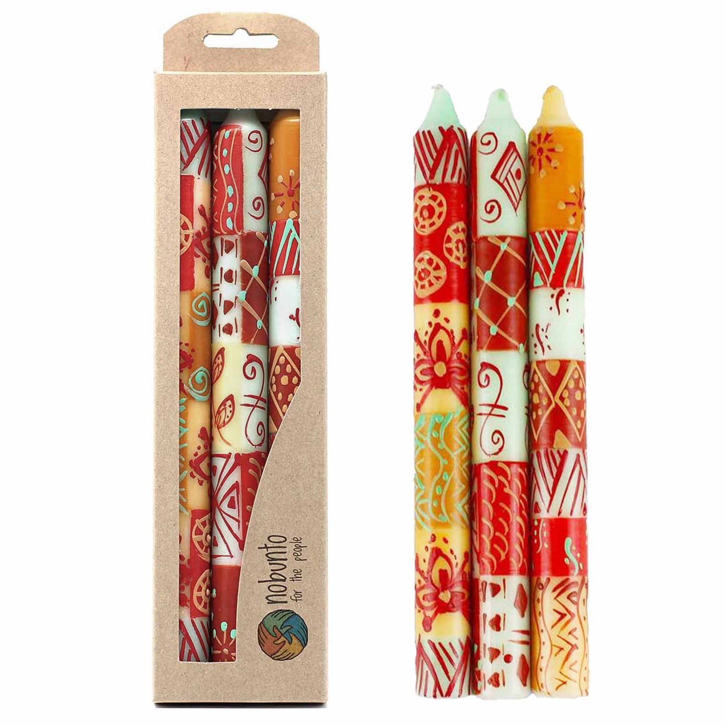 Hand Painted Candles in Owoduni Design (3 tapers) - Nobunto