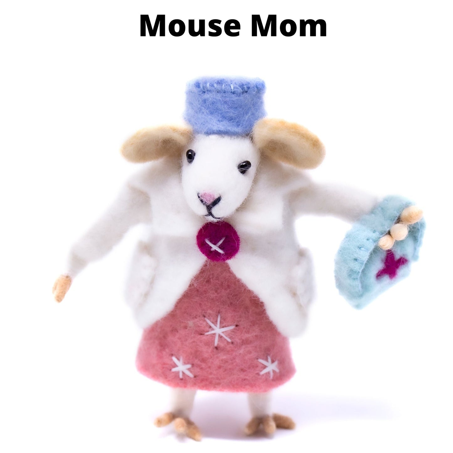 Family of Mice- Handmade Felt Collectibles- Set of Five