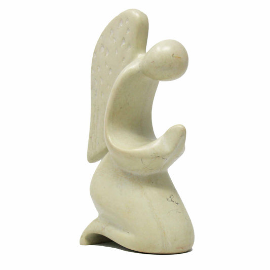 Praying Angel Soapstone Sculpture - Natural Stone